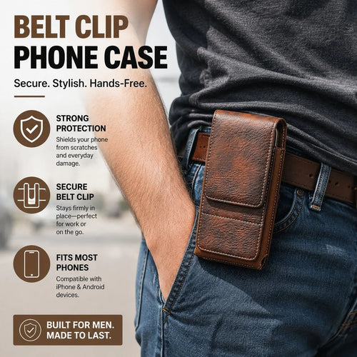 ⚡Big Discount | Waist Belt Cell Phone Pouch 📱 Multi-Pocket Leather Holster with Card Holder