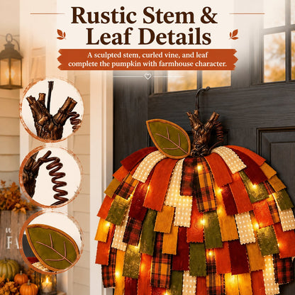 Handmade Patchwork Pumpkin Door Hanger