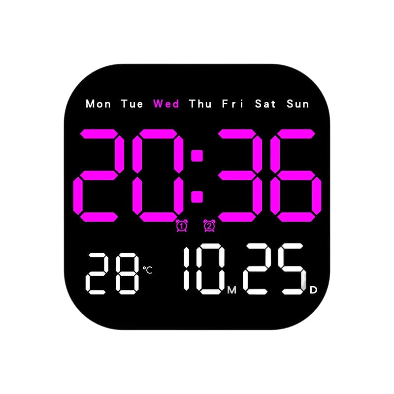 49% OFF ⏰ Modern Multifunctional Digital Clock ✅ Remote Control Adjustable Brightness | Wall Mount/Desk Stand Clock with Date & Temperature