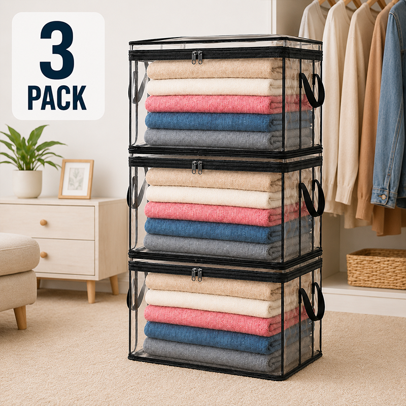 🔥Last Day 49% OFF📦Portable Large Heavy-Duty Thick Plastic Clear Storage Box with Hinged Lid | Home, Travel & Camping