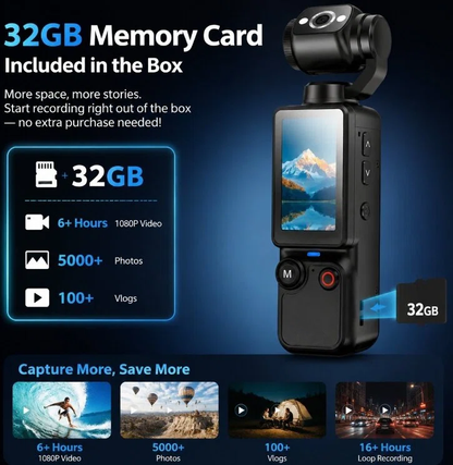 🎥 Upgraded Vlogging Camera – 180° Rotating Lens, Full-Body Video Recorder for Travel, Daily Life & Content Creation