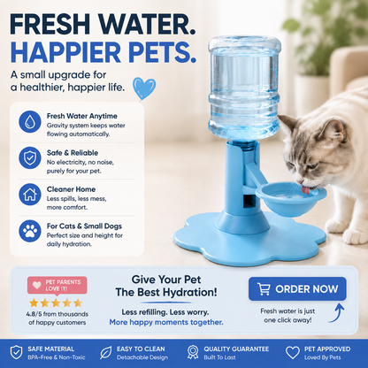 😻 Automatic Pet Water Dispenser – Gravity Self Refilling Cat & Dog Water Bowl🎁Free Water Buckets