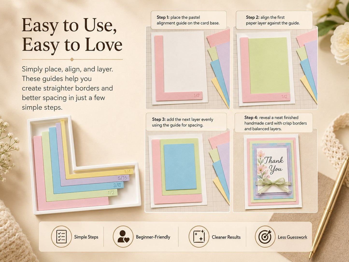Card Making Alignment Guides Set | Create Perfectly Aligned Handmade Cards Without Guesswork or Crooked Corners ✨