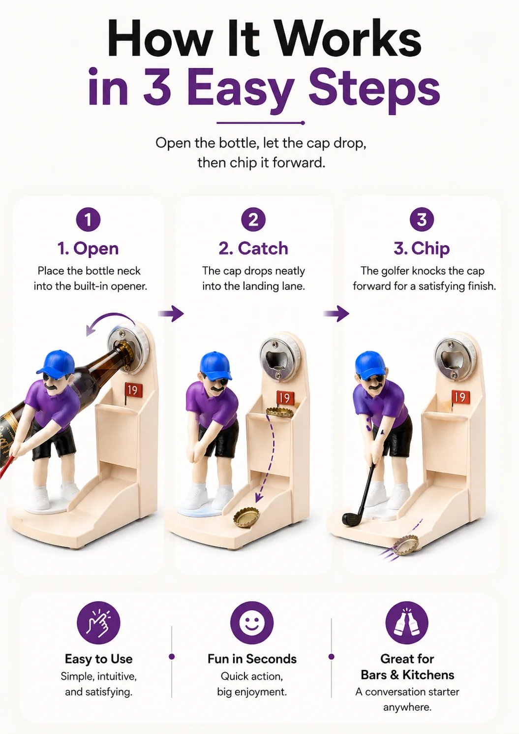 Golf Bottle Opener Game – Fun Gift for Golf & Beer Lovers