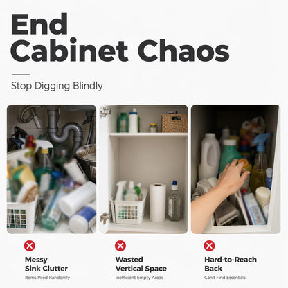 🧺 Pull Out Under Sink Organizer, 2-Tier Kitchen & Bathroom Storage Caddy