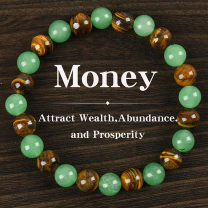 ✨ Money Attraction Bracelet with Green Aventurine & Tiger Eye beaded jewelry protection bracelet encouragement gift fashion artificial bracelet