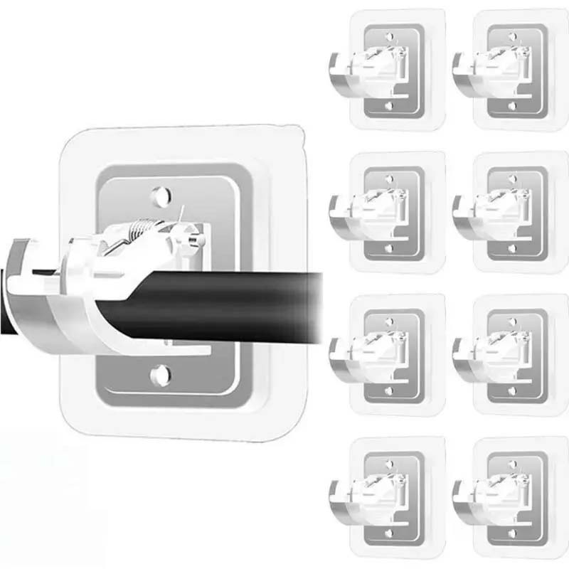 💪8PCS Curtain Rod Brackets with Clips – Transparent Adjustable Drapery Hooks Holder Set for Living Room, Bathroom & Bedroom Curtain Installation