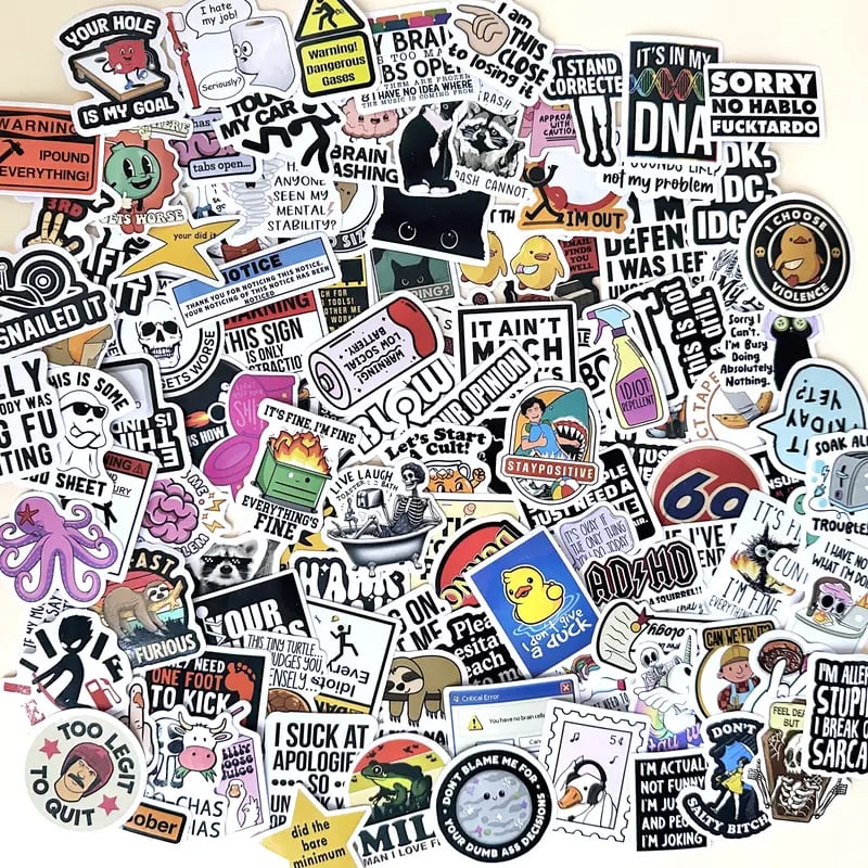 130PCS Funny Saying Sticker Pack ,Suitable for bumpers, safety helmets, water bottles, colleagues, computers