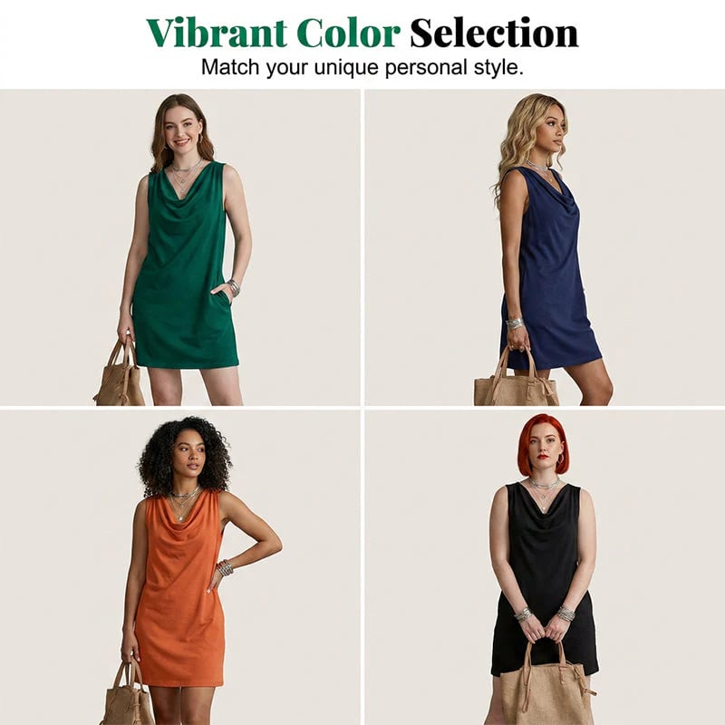Elegant Slim Fit Cowl Neck Dress