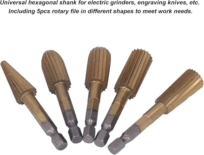 🛠️5PCS Rotary File Burr Set – Heavy-Duty Double Cut Metal Grinder Bits for Drill & Die Grinder