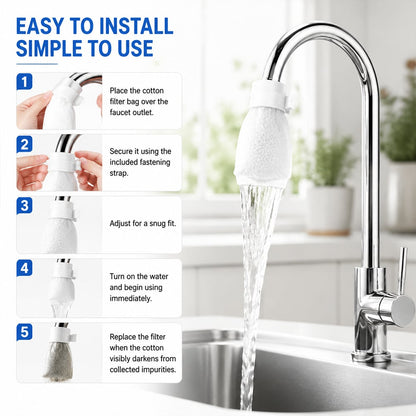 Faucet Filter Cotton Bags - Universal, 100 PCS Splash-Proof Faucet Filter Set