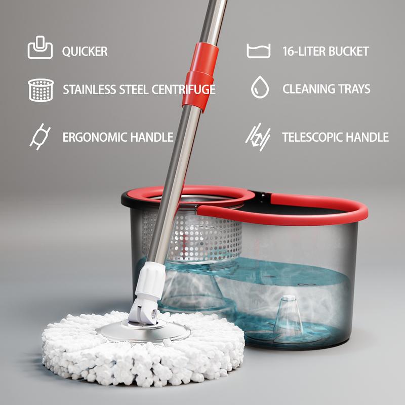 🧹 Spin Mop & Bucket System with Detachable Scrub Brush