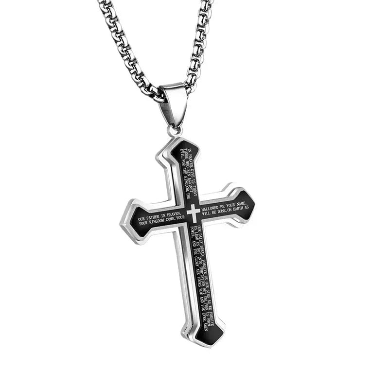 Men's Lord's Prayer Cross Necklace