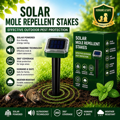 🌸HOT Sale 50% OFF☘️Solar Powered Waterproof Screw Mole Repellent
