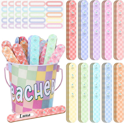 121 Pcs Back to School Teacher Gift Flip Name Sticks Set with Storage Cup
