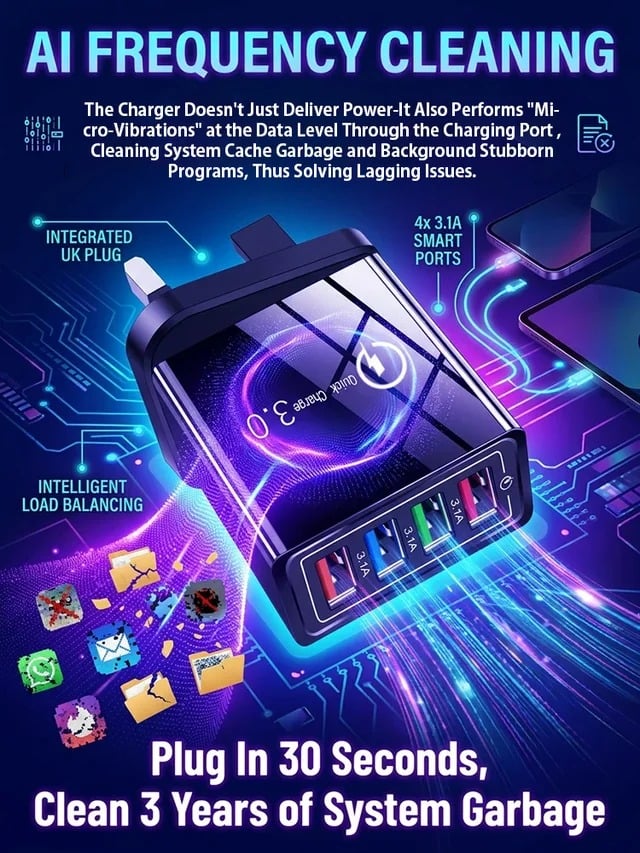 Four-Port Travel Charger for Extended Phone Battery Life