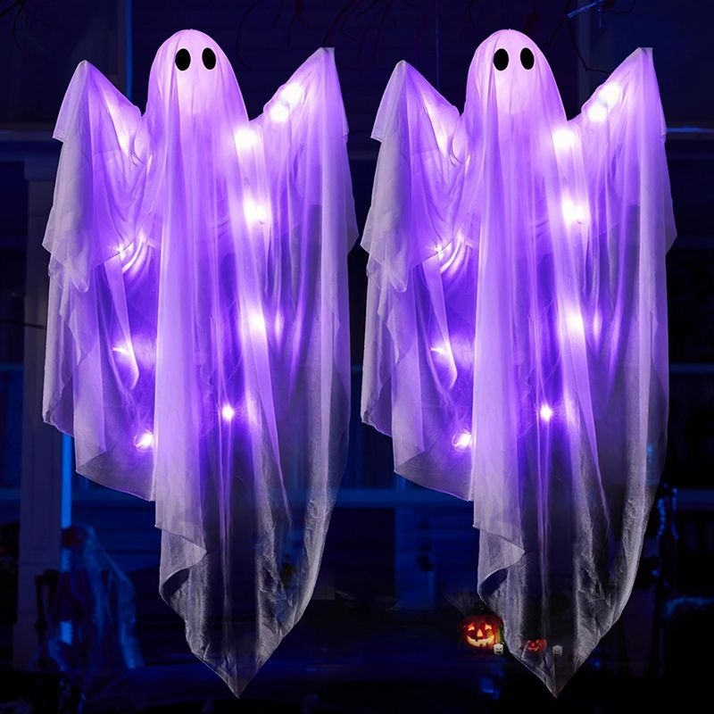 🔥Last Day 59% OFF🔥5FT Giant Lighted Halloween Ghost Swing – Create A Spooky Yard Scene