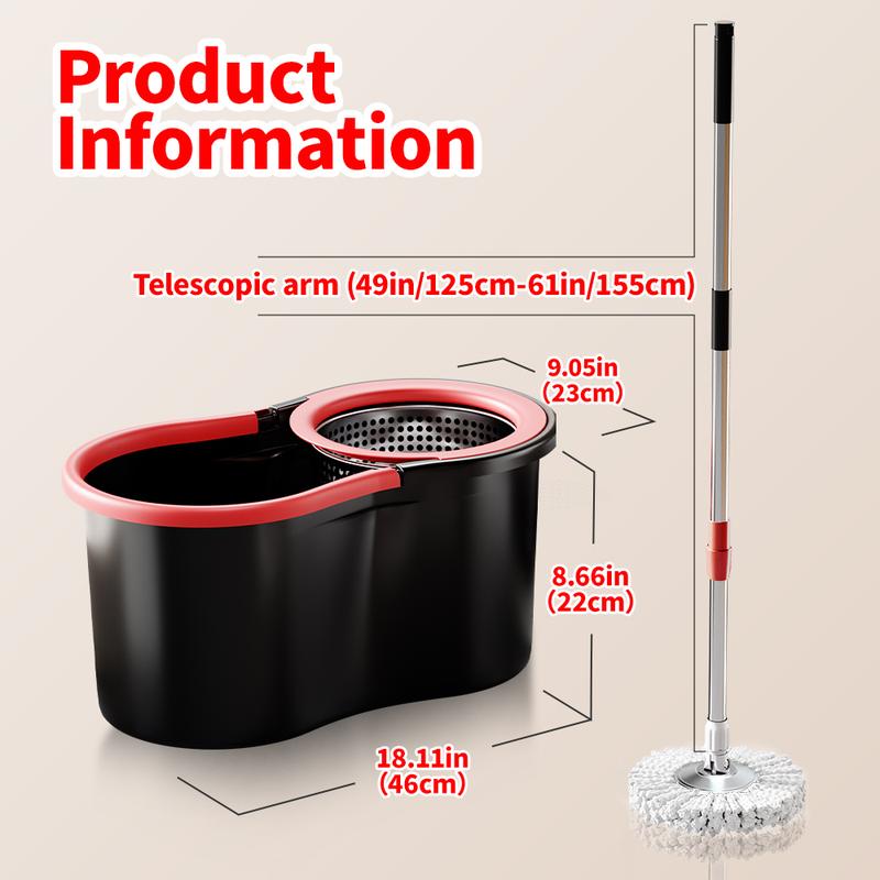 🧹 Spin Mop & Bucket System with Detachable Scrub Brush