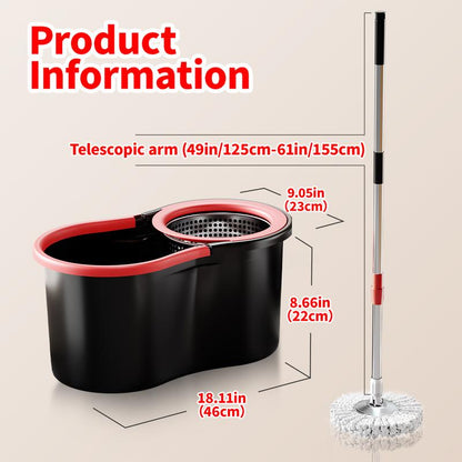 🧹 Spin Mop & Bucket System with Detachable Scrub Brush