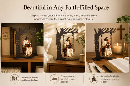 ✝️ Jesus Swing Ornament – John 14:6 Faith Table Decor | Christian Bible Verse Home Decoration