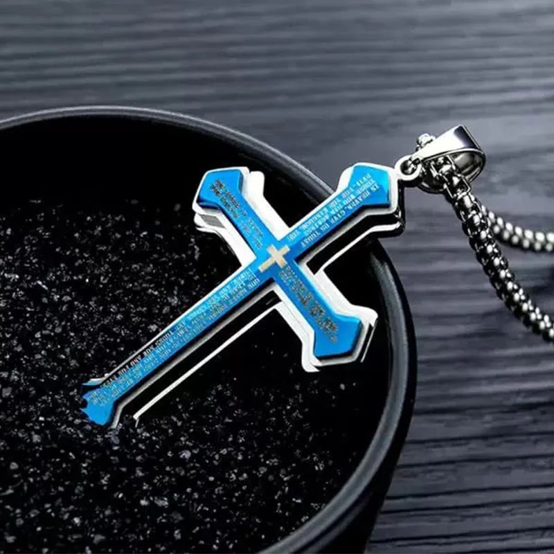 Men's Lord's Prayer Cross Necklace