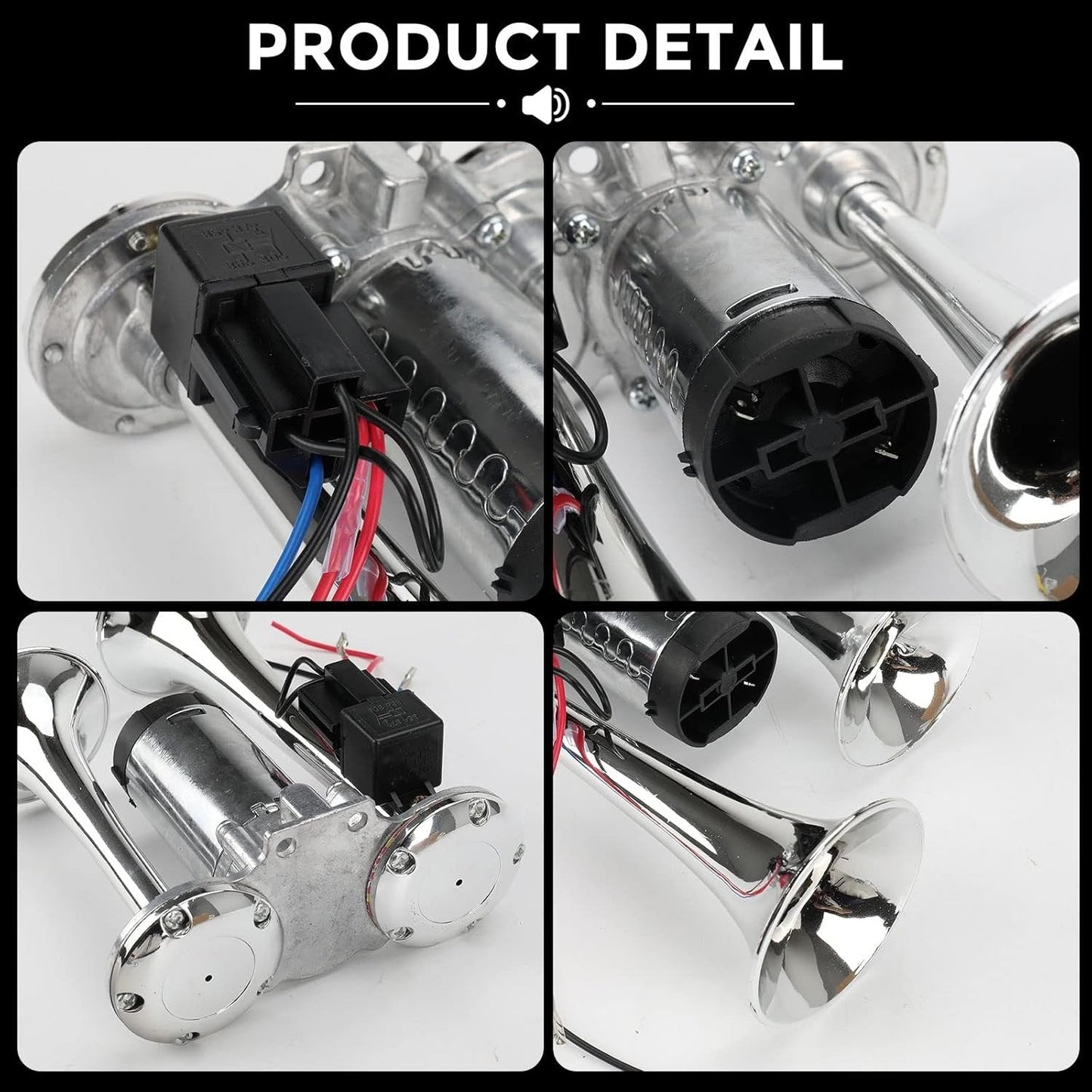 🔥LAST DAY 49% OFF - 🚗🔧2026 Upgraded 12V Dual Air Horn Kit – 130DB Super Loud Dual Horn with Compressor for Cars, Trucks, SUVs, Boats & More
