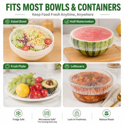 100PCS Disposable Stretch Food Covers for Bowls & Plates, Elastic Bowl Covers