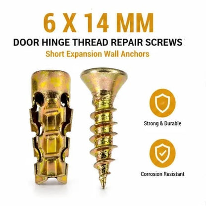 🔩 6×14mm Short Expansion Screw Set for Cabinet Hinge Repair & Stripped Thread Restoration