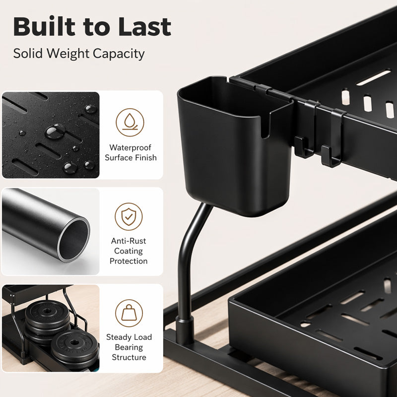 🧺 Pull Out Under Sink Organizer, 2-Tier Kitchen & Bathroom Storage Caddy