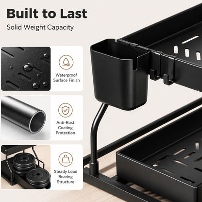 🧺 Pull Out Under Sink Organizer, 2-Tier Kitchen & Bathroom Storage Caddy