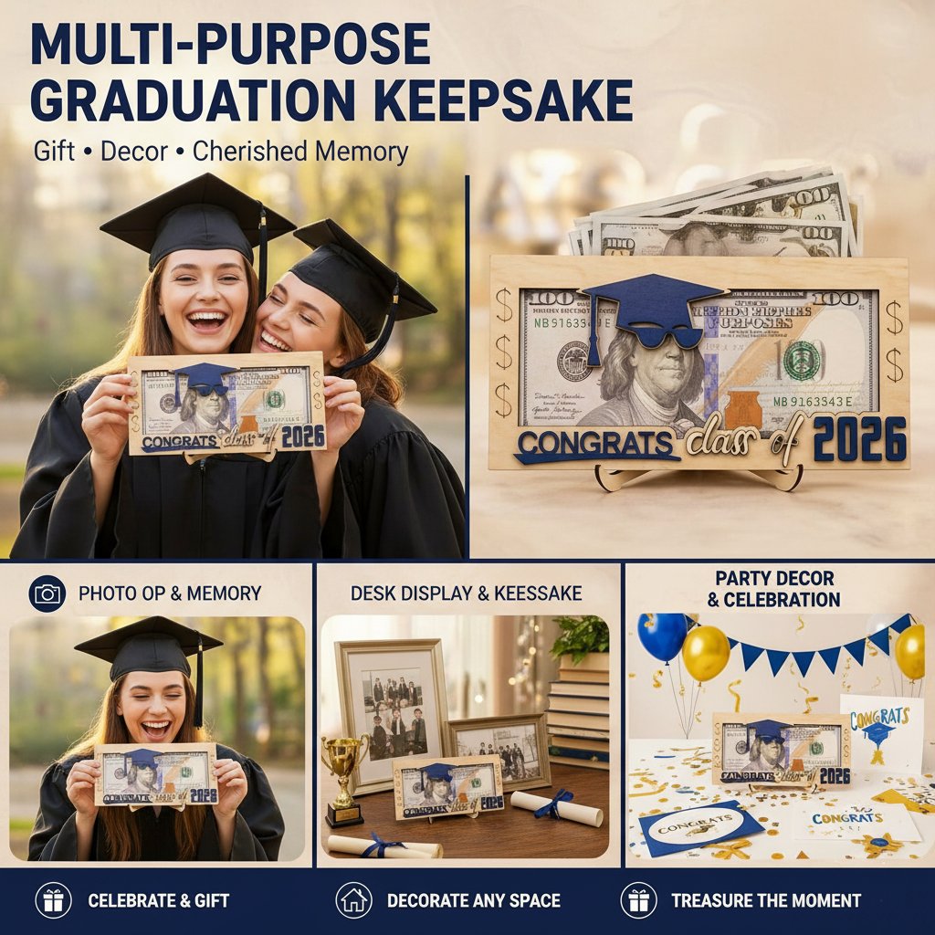 Graduation 2026 Money Holder-Unique Wooden Cash Gift Box for Class of 2026, Creative Graduation Gift for Seniors