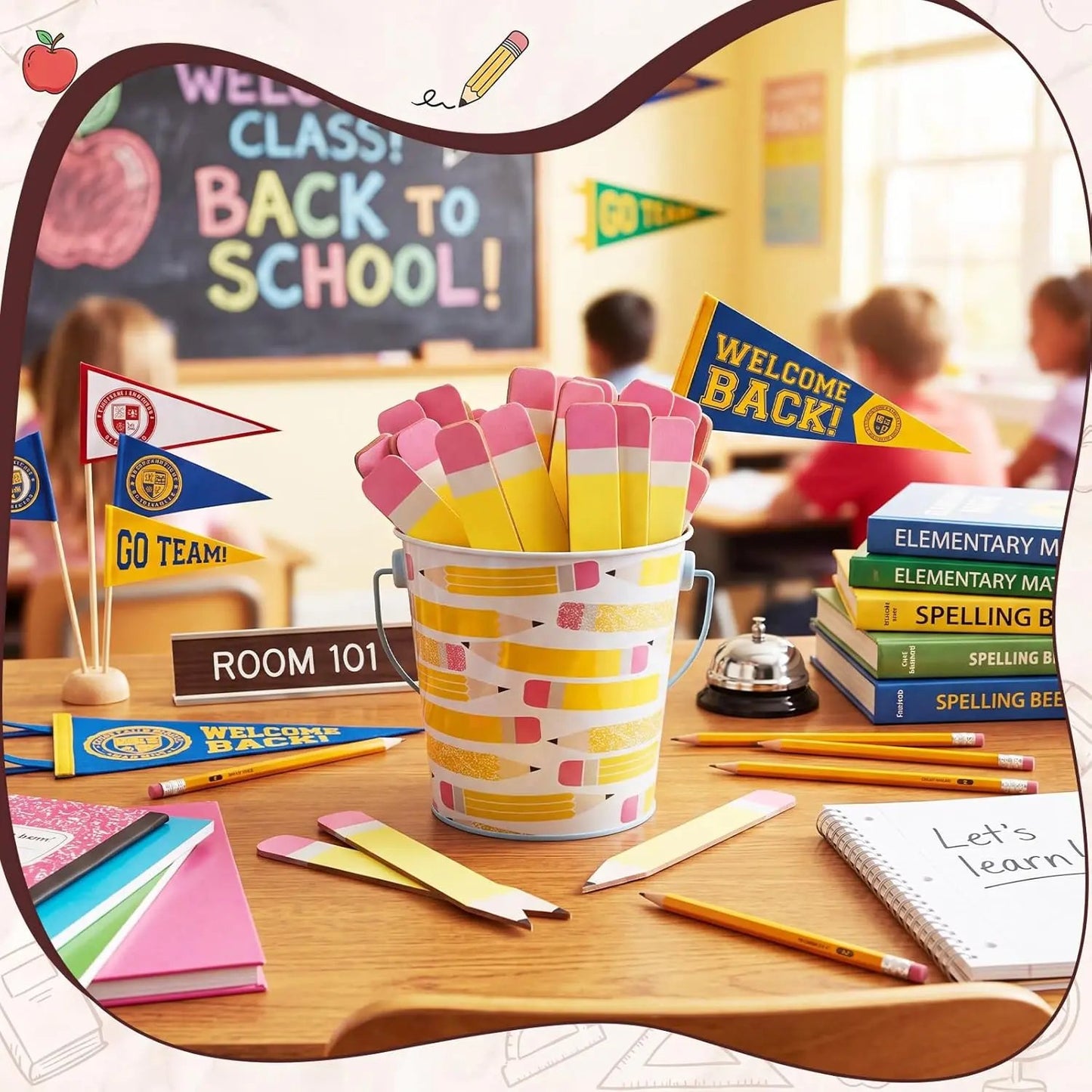 121 Pcs Back to School Teacher Gift Flip Name Sticks Set with Storage Cup