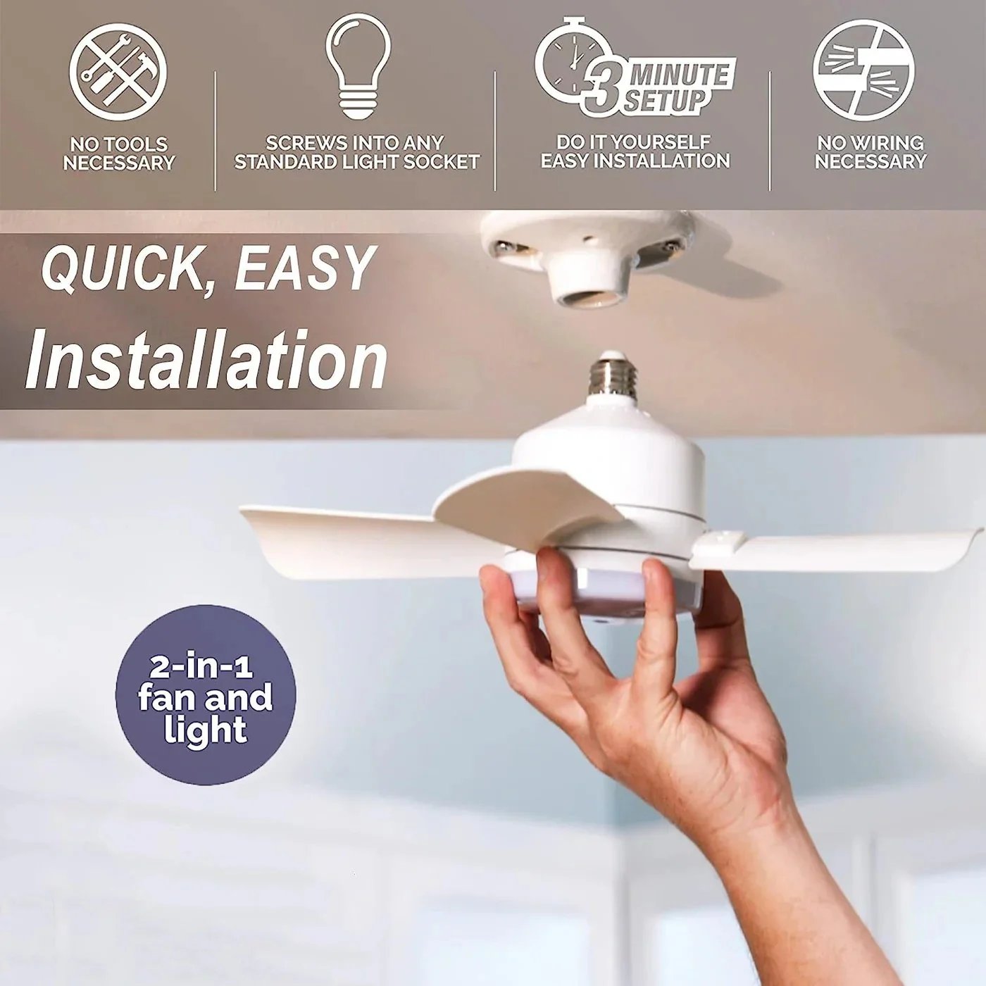 🎁 2-in-1 Portable Ceiling Fan with Light (Includes Remote Control)