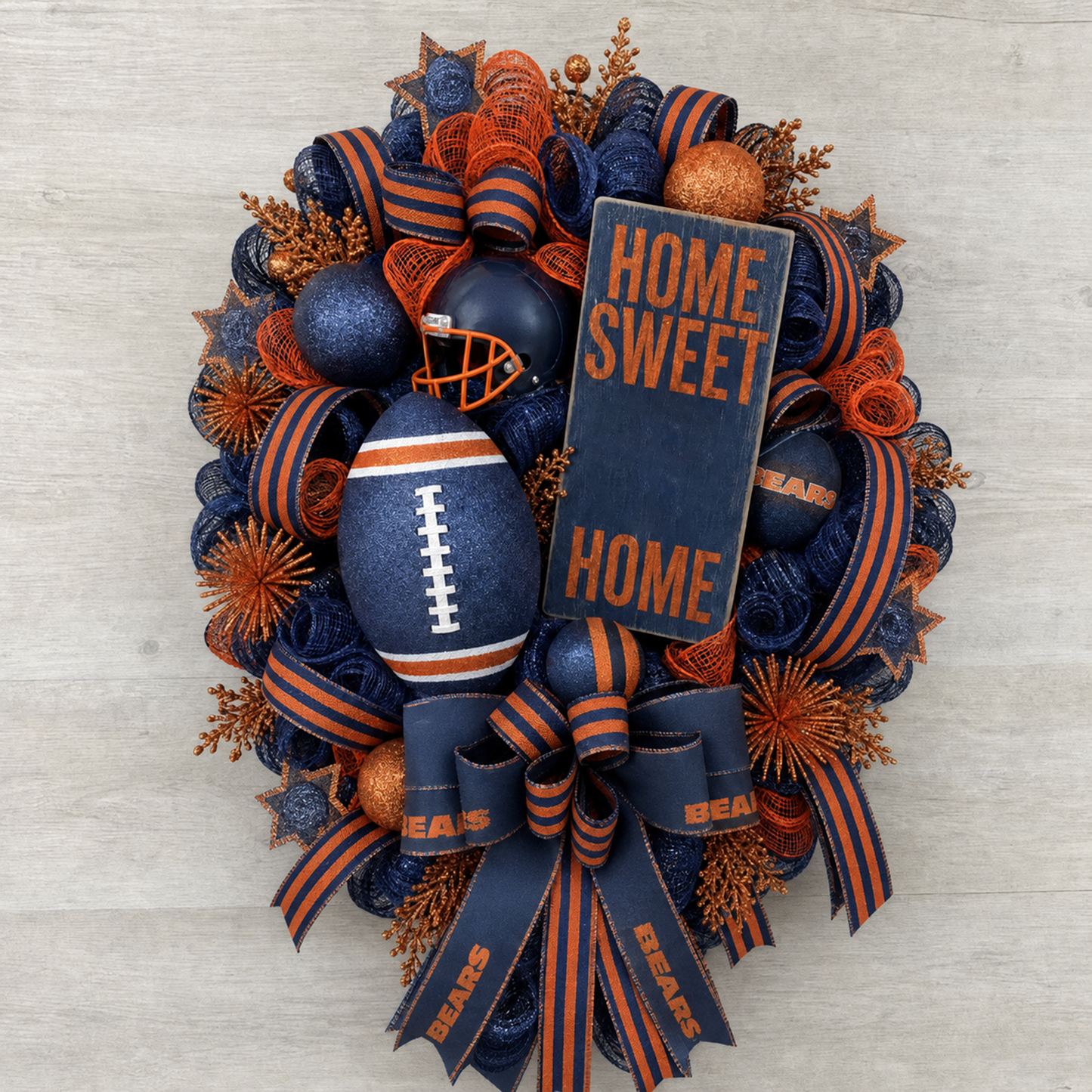 Football Team Handcrafted Wreath for Game-Day Front Door Decor