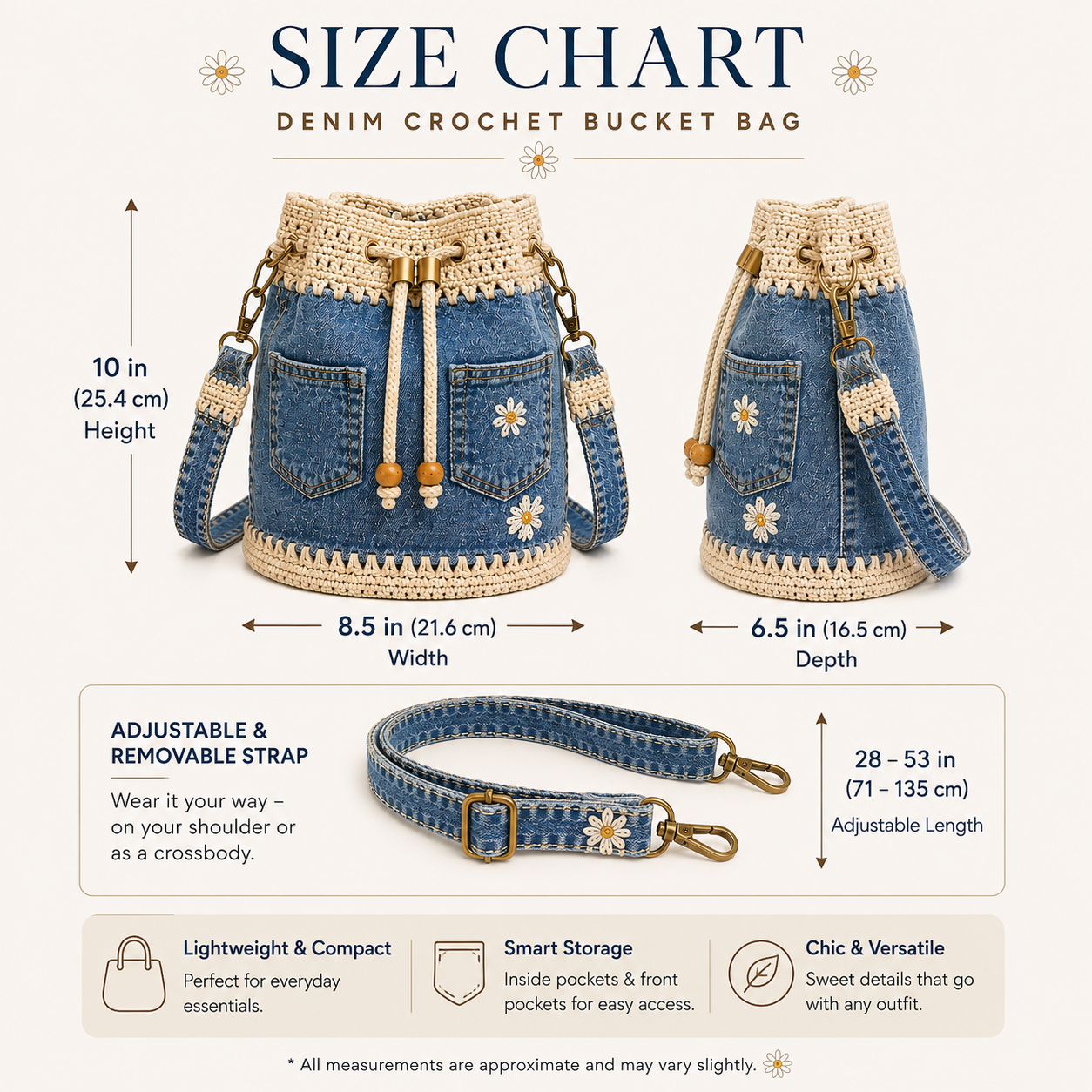 Denim Crochet Bucket Bag