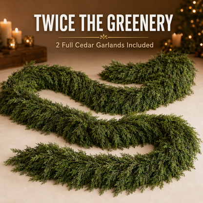 🎄 2-Pack Real-Touch Cedar Garland – Lush Christmas Greenery