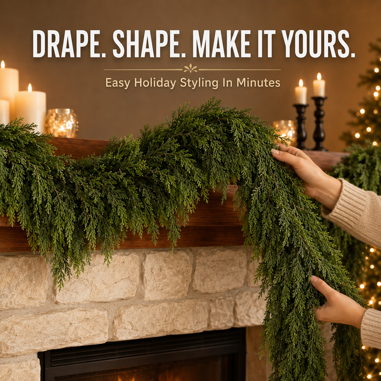 🎄 2-Pack Real-Touch Cedar Garland – Lush Christmas Greenery