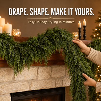 🎄 2-Pack Real-Touch Cedar Garland – Lush Christmas Greenery