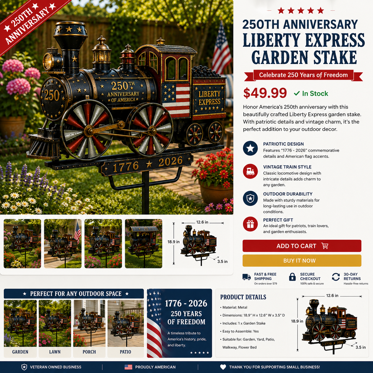 🔥Limited time 55% OFF🔥🚂 “Liberty Express” Train Garden Wind Spinner -✈️ (Free Delivery Fee)