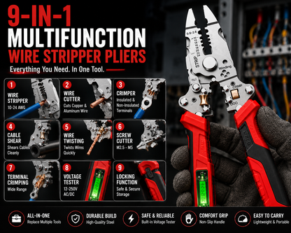 ⚡10-in-1 Wire Stripper Pliers With Voltage Tester | All-in-One Electrician Repair Tool