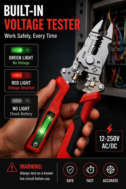 ⚡10-in-1 Wire Stripper Pliers With Voltage Tester | All-in-One Electrician Repair Tool