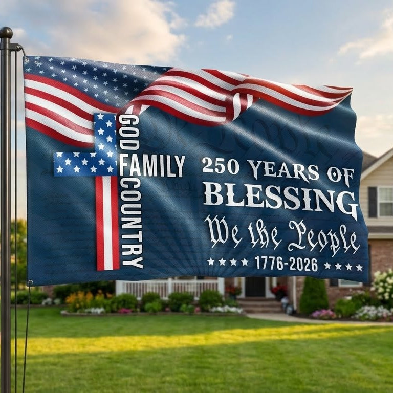 We The People 250 Blessing 1776 2026 American Grommet Flag for Decor