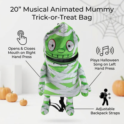 🎃🍬Musical Animated Mummy Children's Halloween Trick or Treat Bag