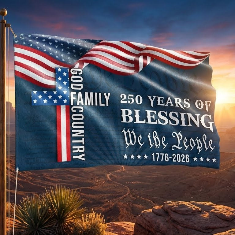 We The People 250 Blessing 1776 2026 American Grommet Flag for Decor