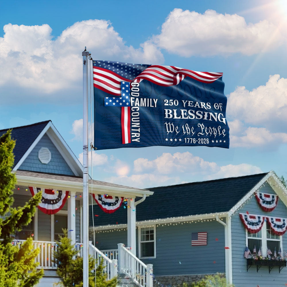 We The People 250 Blessing 1776 2026 American Grommet Flag for Decor