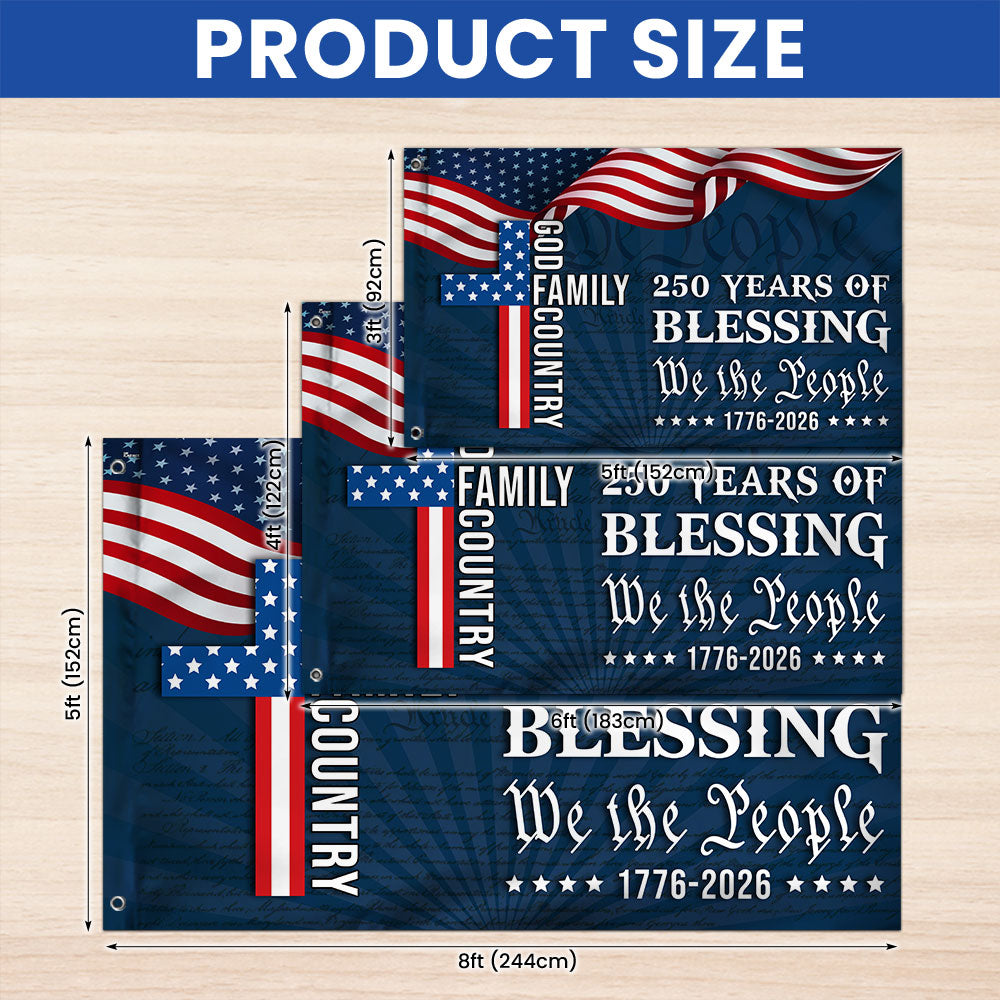 We The People 250 Blessing 1776 2026 American Grommet Flag for Decor