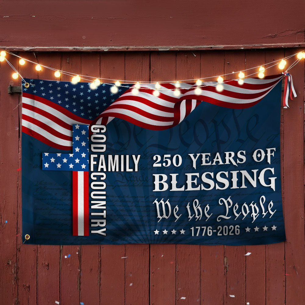 We The People 250 Blessing 1776 2026 American Grommet Flag for Decor