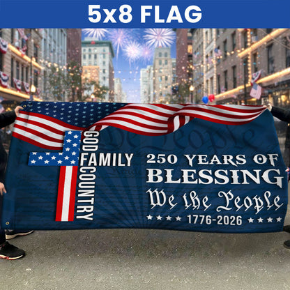 We The People 250 Blessing 1776 2026 American Grommet Flag for Decor