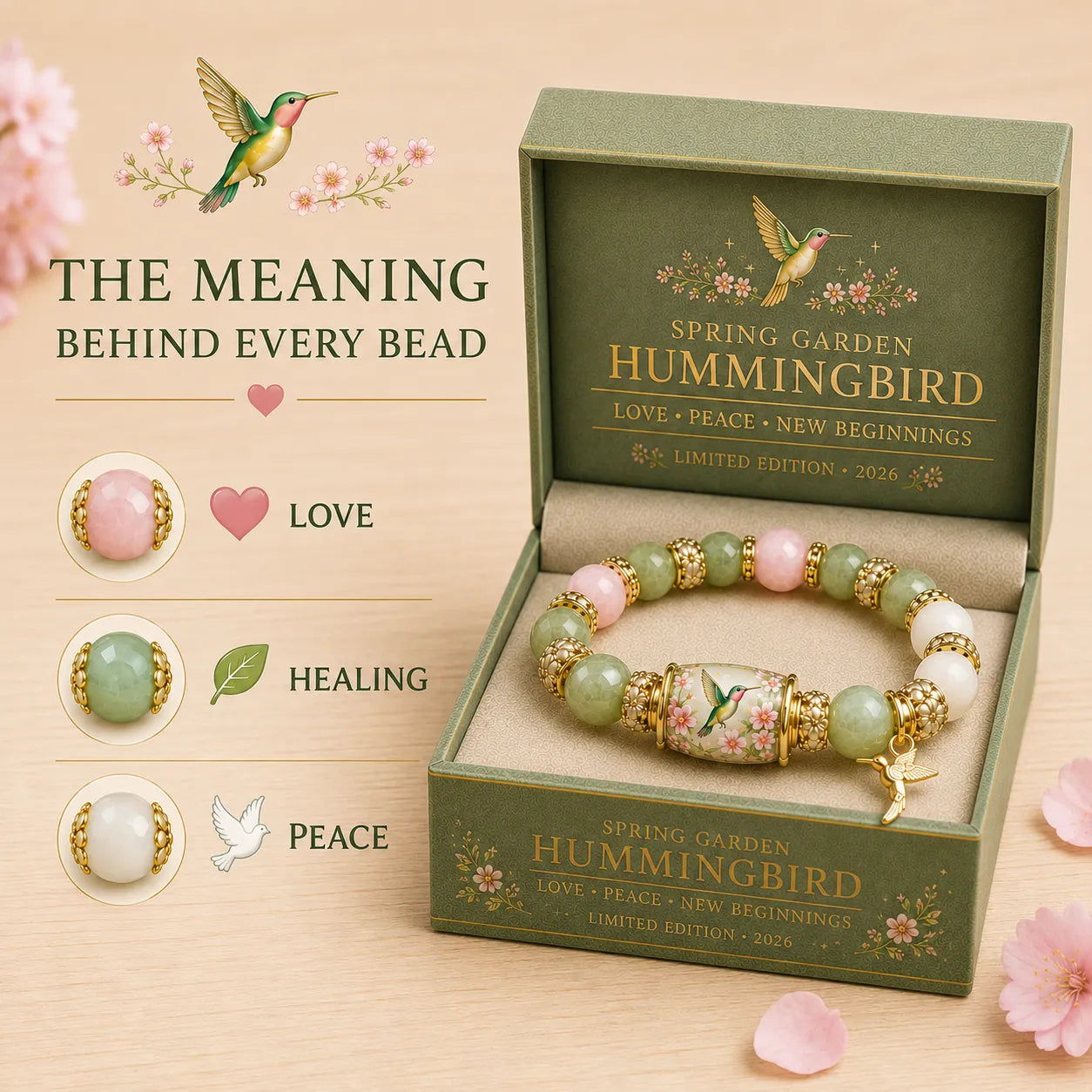 🌿 Love, Peace & Spring Blessings 💖 | 2026 Limited Edition Bracelet - With Gift Box