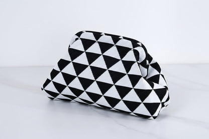 Women's Striped/diamond Dot Cloud Handbag, Clip-Top Crossbody Bag